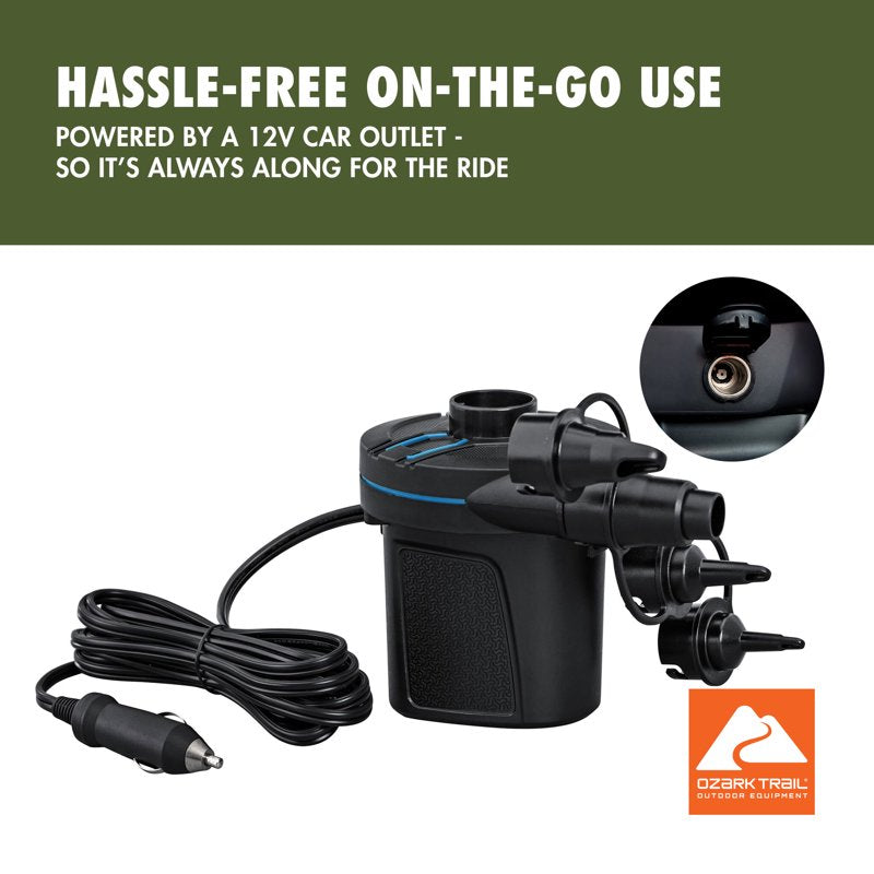 Electric Air Pump for Inflatables - 12V DC Portable Inflator & Deflator