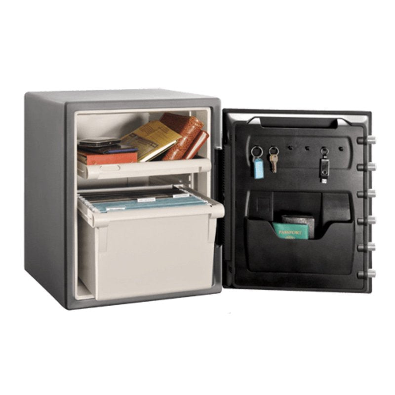 Fire and Waterproof Security Safe 2 Cu Ft Steel Gray with Combination Lock