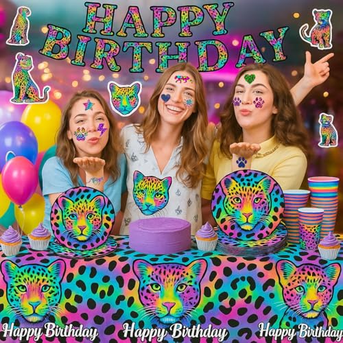 96PCS Cheetah Print Temporary Tattoos Pre-Cut | Jungle Safari Birthday Party Supplies, Cheetah Stickers for Kids Boys Girls, Fun Favors, Decorations, Classroom Prizes & Gifts