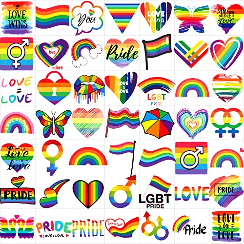 180+ Pcs LGBT Rainbow Temporary Tattoos, 20 Sheets Pride Temporary Tattoos, Waterproof Rainbow Flag Tattoo Stickers for Pride Equality Parades