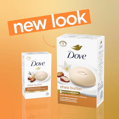 Dove Beauty Bar Soap Shea Butter for Nourished,Radiant Skin,Enriches Skin 3.75 oz,(Pack of 8)