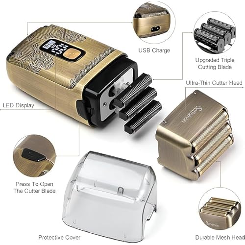 T-Blade Hair Trimmers & Electric Shavers for Men Foil Shaver Beard Trimmer Men's Grooming Kit with Triple Blades Cordless