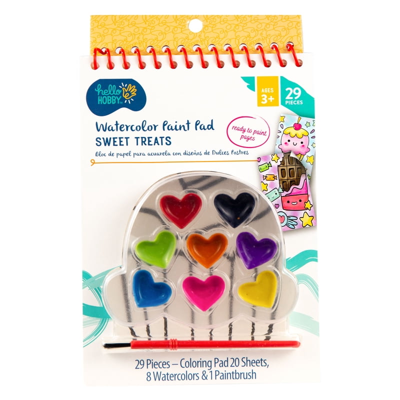 Watercolor Paint Pad with Heart-Shaped Pages and 8 Colors for Kids Art