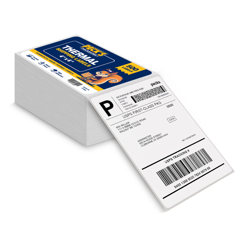 4x6 Thermal Shipping Labels - Waterproof, Jam-Free, 500 Fanfold Labels