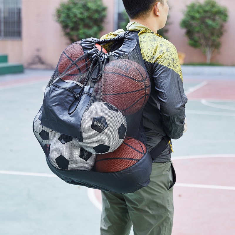 GOGHOST Mesh Sports Ball Bag 2 Pack with Adjustable Strap - Black (Variation L)