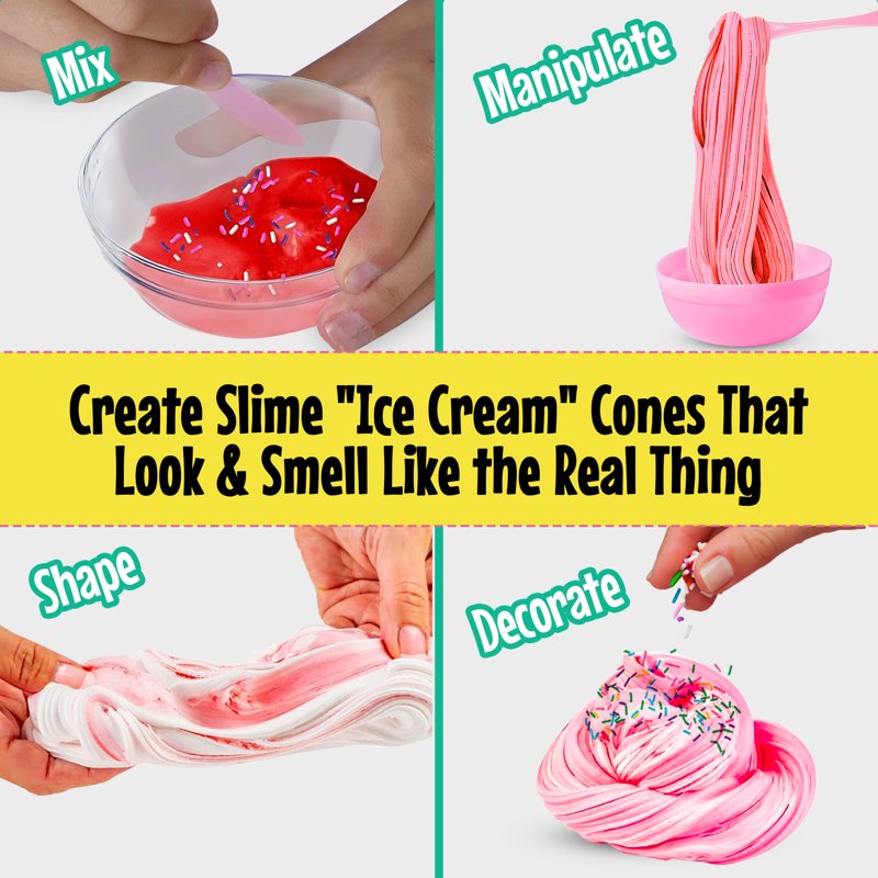 Kids Ice Cream Slime Craft Kit - Pretend Play Food Set for Ages 6+