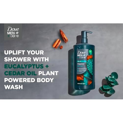 DOVE MEN + CARE Eucalyptus + Cedar Oil Body Wash 26 oz + Extra Fresh Body Wash and Face 13.5 oz Bundle for Healthier Skin