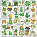 Partywind Glitter St Patrick's Day Tattoos for Decorations, Saint Patrick's Day Accessories for Kids Party Supplies, Irish Shamrock Tattoo Stickers for Green Day Party