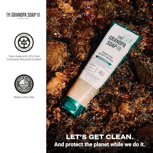 The Grandpa Soap Company Pine Tar Body Wash - Dermatologist Recommended to Cleanse & Moisturize Irritated Skin, Deodorizing Power, With Pine Tar & Tea Tree Oil, 9.5 Fl Oz 2 Pack