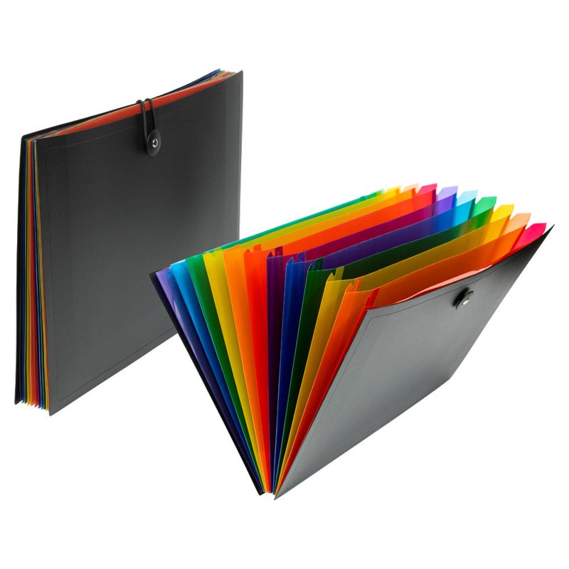 12-Pocket Accordion File Organizer - Plastic Expanding Folder for Documents