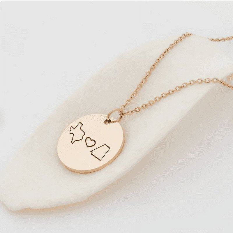 Personalized Long Distance State Necklace for Best Friend Gift - Custom Friendship Jewelry