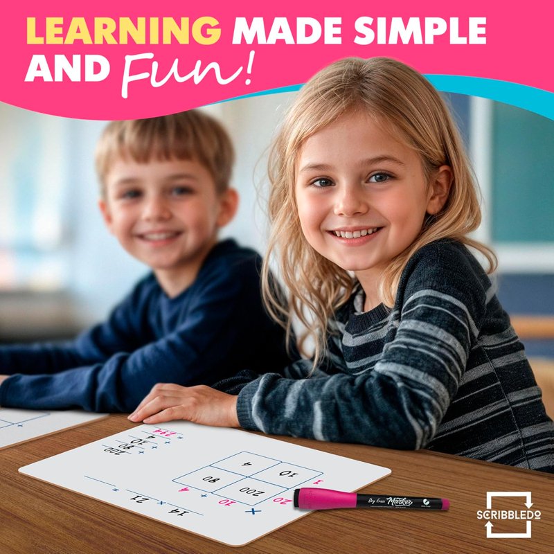 Dry Erase Whiteboard for Math Practice 9x12 Inch Double-Sided Educational Board