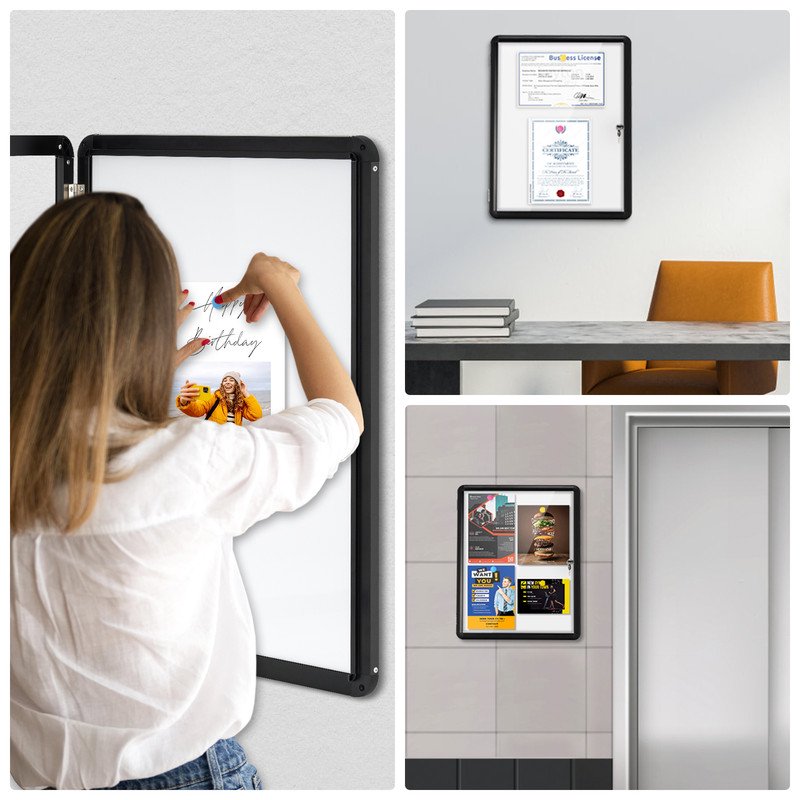 Lockable Magnetic Whiteboard Cabinet for Wall 26x20/36x24 - Tamperproof Dry Erase Noticeboard with Magnets