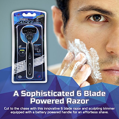 Dorco Pace 6 Plus Power - Six Blade Power Razor System with Trimmer (9 Cartridges + 1 Handle)