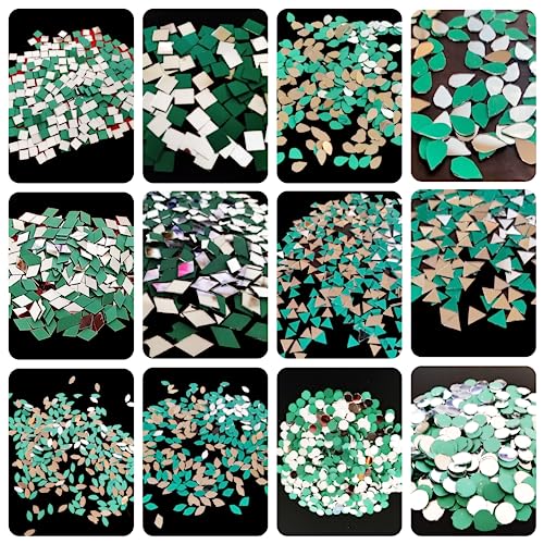 Teraiya's 12 Shape Mirrors for lippan Art and Art Craft Work | Wall Decor | Mandala Art |Decorative Items (1200 Pcs)
