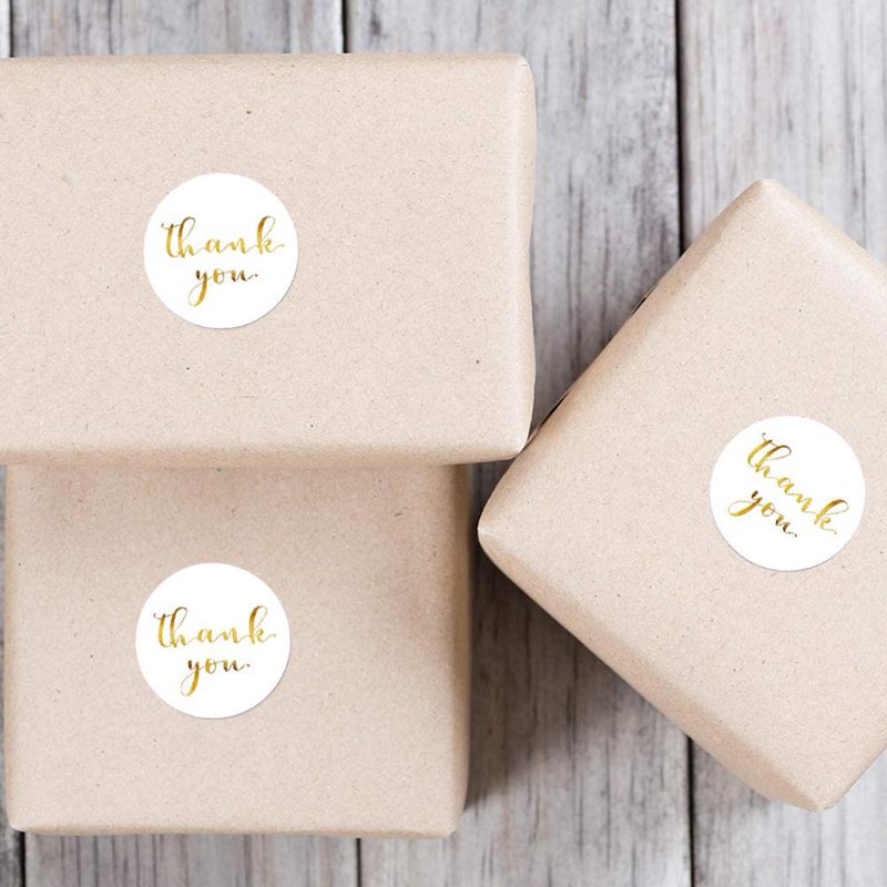 500pcs Thank You Stickers Gold Foil Kraft Labels for Gifts and Envelopes