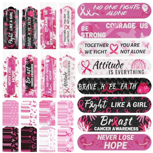 200 Pack Breast Cancer Awareness Accessories Bulk Nail Files Items, Pink Ribbon Emery Board Gifts for Breast Cancer Survivor Women Party Favors Giveaways