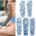 Aresvns Semi Permanent Sleeve Tattoo for Men and Women, 5 Sheets Realistic Temporary Tattoos for BBQ Pool Beach Party, Japanese Full Arm Waterproof Long-Lasting 2-3 Weeks Christmas Gift