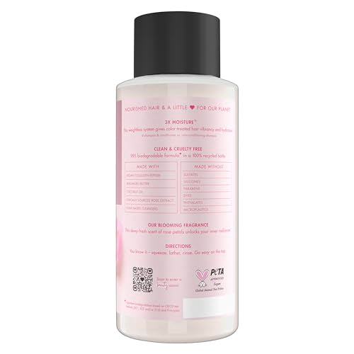 Love Beauty and Planet Vegan Collagen Moisture Shampoo, 13.5oz, Cruelty-free, Murumuru Butter & Rose for Color-Treated Hair Vibrancy, free from Sulfate, Paraben, Silicone