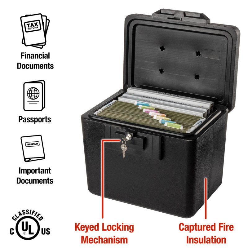 Fireproof Document Safe with Key Lock - 0.61 CuFt Black Security Safe