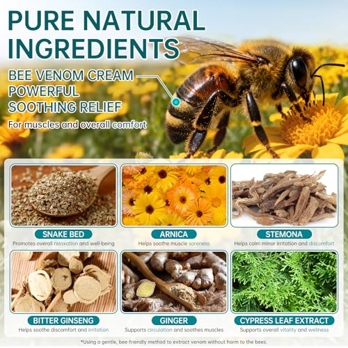 New Zealand Bee Venom Cream for Body Part, 2 PCS Specially Selected Bee Venom Cream, Designed for Daily Care of Back, Neck, Hands, and Feet, Comfortable Care Experience