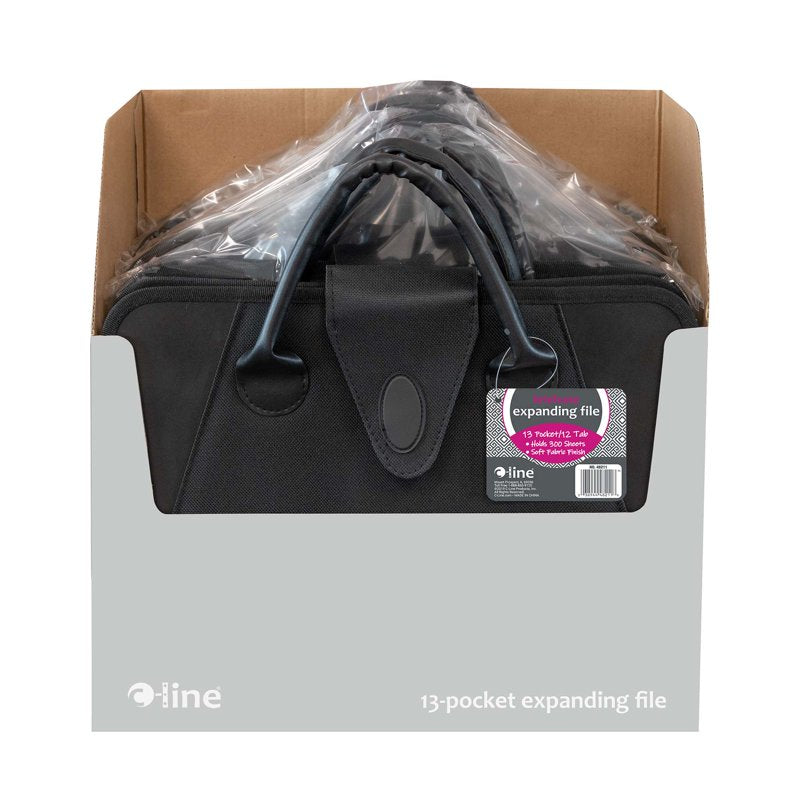 Expanding File Organizer with Handles, 13 Pockets for Documents - Black