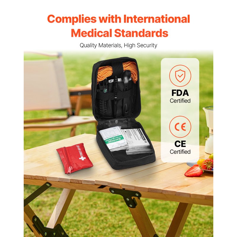 250-Piece Durable First Aid Kit with Trauma Bag for Camping Hiking Boating