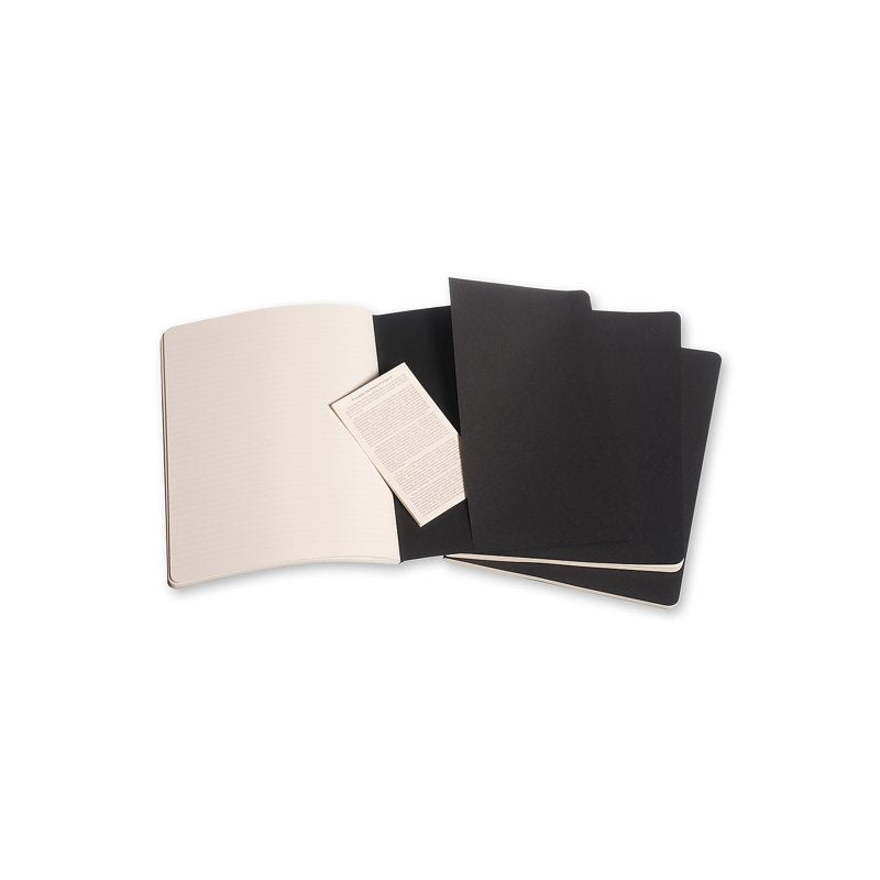 Set of 3 XL Ruled Notebook Journals - Black, Lightweight & Flexible