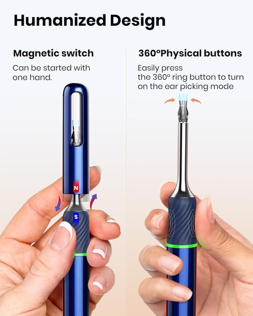Ear Wax Removal Tool Camera: Ear Camera Otoscope, Bebird Note5 Pro Ear Cleaner Tweezers, 10 Megapixels Earscope Camera, Earwax Removal Kit, 12 Ear Spoon, Hygiene Storage Base, Wax Cleaning Kit (Blue)