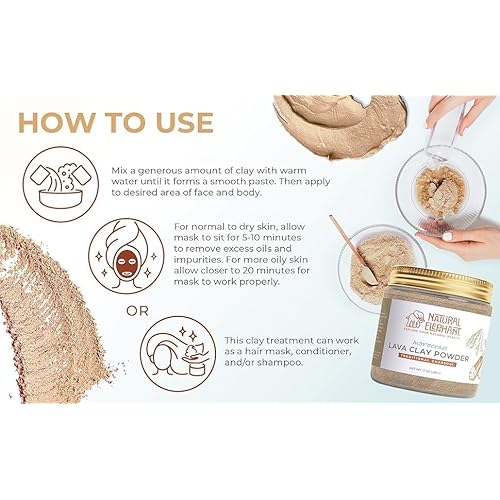 Natural Elephant Ghassoul (Rhassoul) Moroccan Lava Clay Powder | 100% Pure & Natural Face & Body Mask Powder | 200g (7 oz) Jar