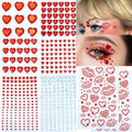 Red Heart Kiss Face Gems Self-Adhesive Rhinestone Red Lip Hair Gems Valentine's Day Face Jewels Stickers On for Rave Accessories Makeup Concerts