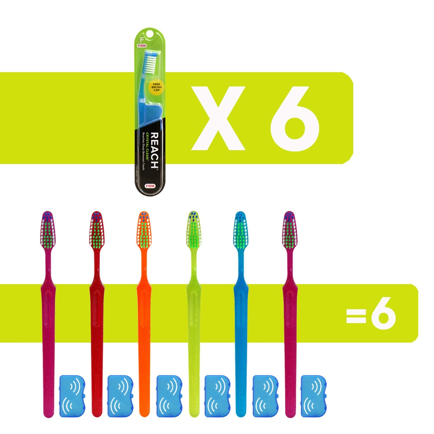 Reach Crystal Clean Toothbrush, Firm Bristles, 1 Count, Pack of 6