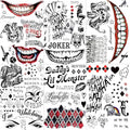 6 Sheets Halloween Joker Tattoo Sticker Decals, Damaged Joker Temporary Tattoos For Men Women Adults, Halloween Face HQ Tattoos Clown, Rave Party Accessories Costume Gothic Fake Tattoo Set