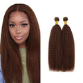 Dark Brown Kinky Straight Human Hair Bundles #4 Yaki Human Hair Bundles 26 26 inch Chocolate Brown Human Hair 2 Bundles Color #4 Brown Bundles