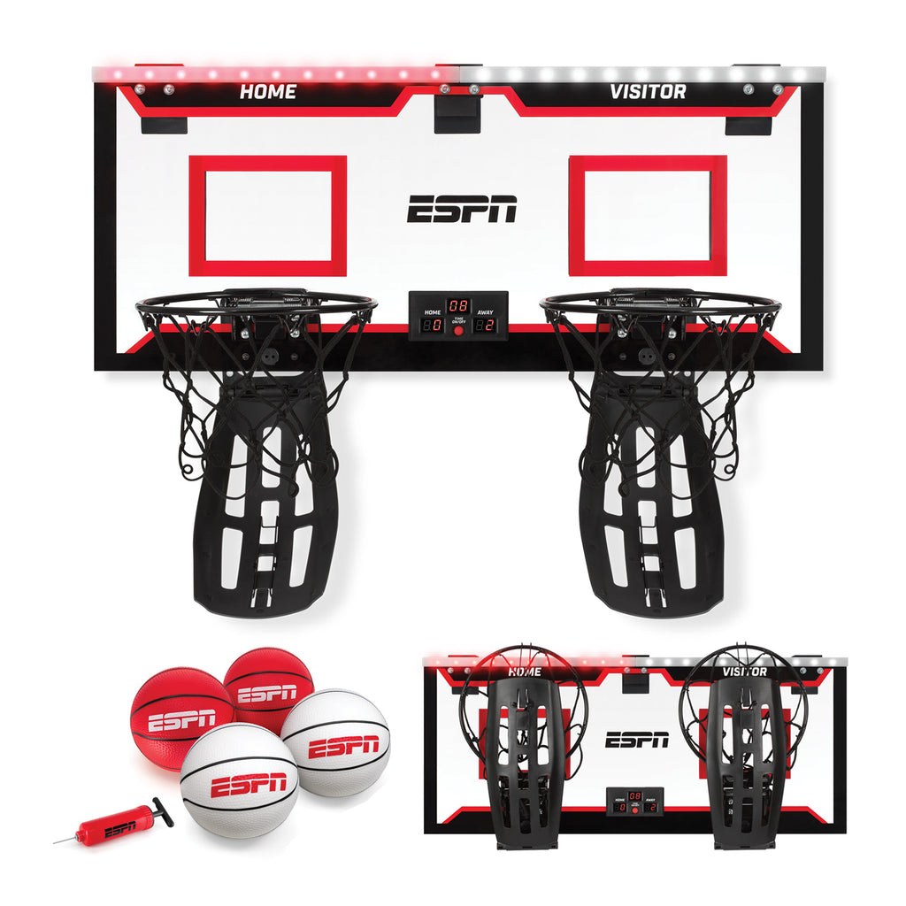 2-Player Pro Dual Basketball Hoop Set with LED Scoreboard and Mini Balls