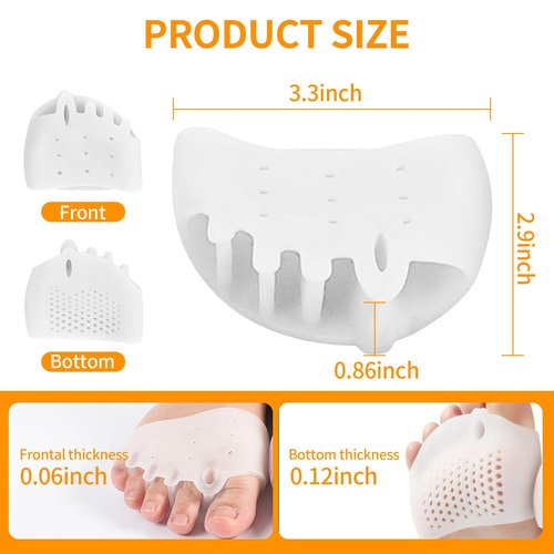 Hyggear Silicone Toe Separator, Multi-Purpose Toe Separators for Hammertoes, Overlapping Toes, Foot Pain Relief (4 Pairs) (Transparent Color)