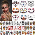 50 PCS Halloween Prank Makeup Face Tattoos Adult Women Men, 10PCS Horror Scary Halloween Face Mouth Tattoos Stickers, 40PCS Witch Ghost Pumpkin Jack Tiny Tattoo for Costume Cosplay Party Kit