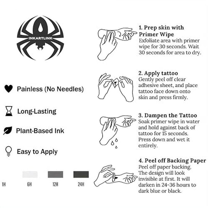 INKARTLINK Semi Permanent Tattoos, 3 Small-sized Temporary Tattoo Stickers for Valentine's Day, Perfect for Couples, Party Favors, Waterproof, Realistic, No Adhesive, Lasts 1-2 Weeks (Sun and Moon)