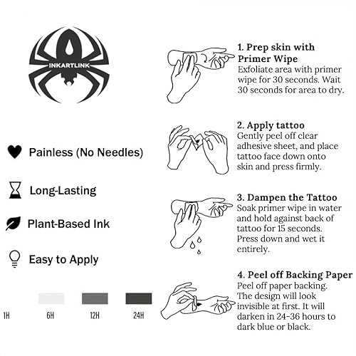 INKARTLINK Semi Permanent Tattoo, Realistic Flower Tattoo, Niche, Lasts 7-15 Days, Suitable for Boys and Girls, Waterproof and Non-reflective, Exquisite Packaging, Unique Design (Flower Vine)