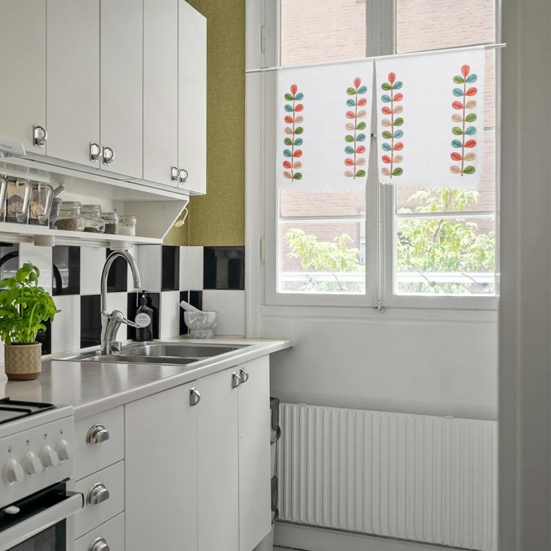 2-Pack Kitchen Short Eyelet Mesh Curtains White - Adjustable Size