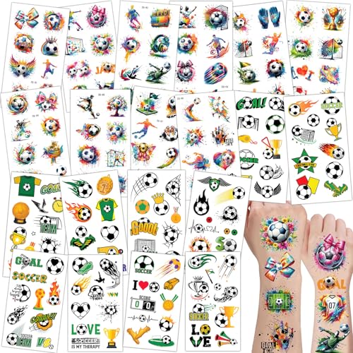 200 PCS Soccer Temporary Tattoos Stickers for Women Men, 2026 Soccer World Cup Fans support tattoo stickers, 20 Sheets Soccer Themed Stickers Party Favors Supplies Decorations