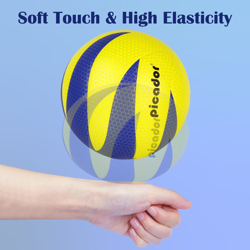 Size 5 Volleyball for Youth & Beginners Indoor Outdoor Beach Play Bright Yellow & Blue