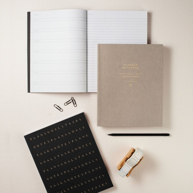 Grey Weekly Planner Notebook - Non-Dated 7.5 x 9.5 Inch, 208 Pages