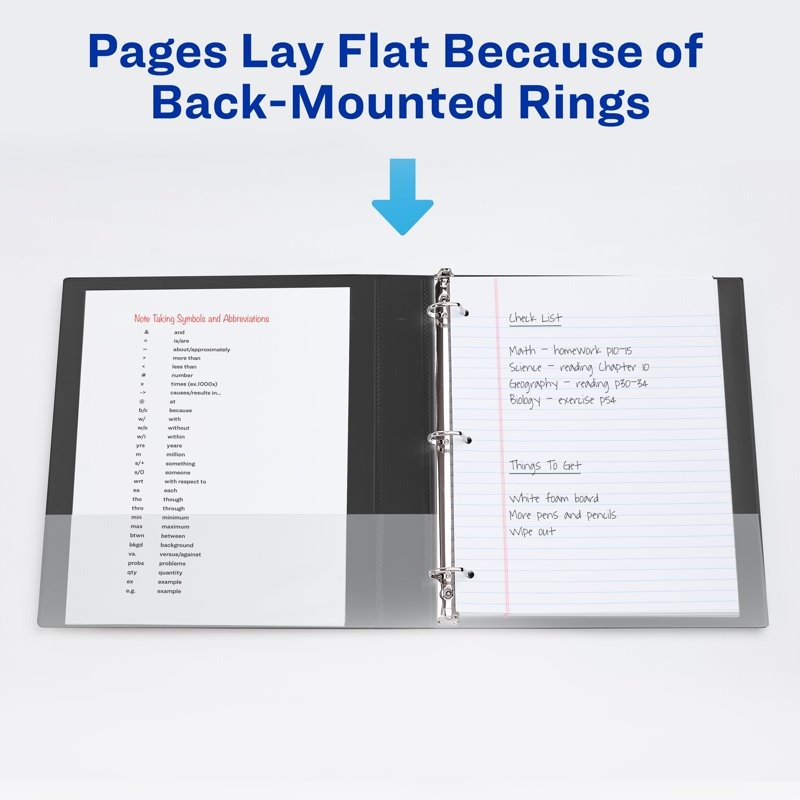 Durable View Binders with 1 Inch Rings - Black, 275 Sheet Capacity