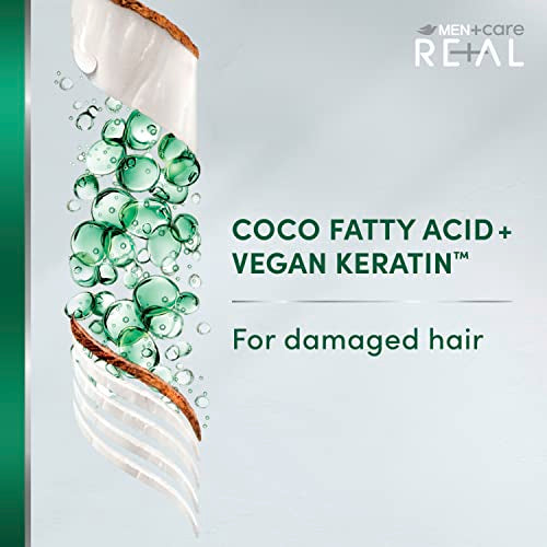 DOVE MEN + CARE Real Bio-Mimetic Care Shampoo For Damaged Hair Reconstruct Sulfate-Free Shampoo With Coco Fatty Acid + Vegan Keratin 10oz