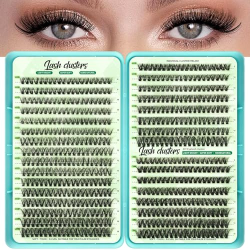 Natural Lash Clusters, 640 PCS Individual Cluster Lashes 40D 50D, DIY Cluster Eyelash Extensions for Soft Natural Look, Lightweight Cluster Lashes for Daily Makeup