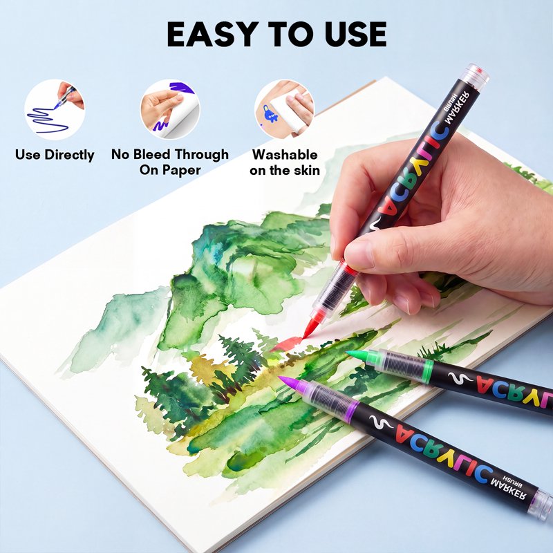 Acrylic Paint Marker Set - 36 Vibrant Colors for Rock, Wood, Glass, Fabric & Art Projects