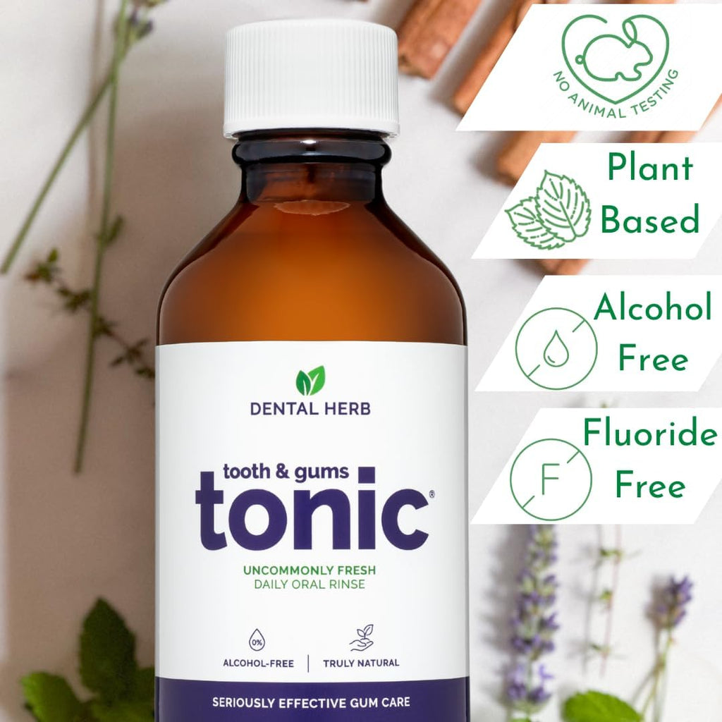 Tooth & Gums Tonic Mouthwash Travel Size (2 oz) - Natural Essential Oil Formula for Bad Breath & Gum Health