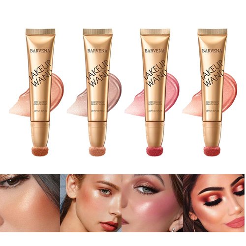 BARVENA Liquid Highlighter Wand，Liquid Highlighter Makeup Wand For Luminous, Glowing Skin, Buildable Formula, Vegan & Cruelty-Free Highlighter stick (Bare Rosé)