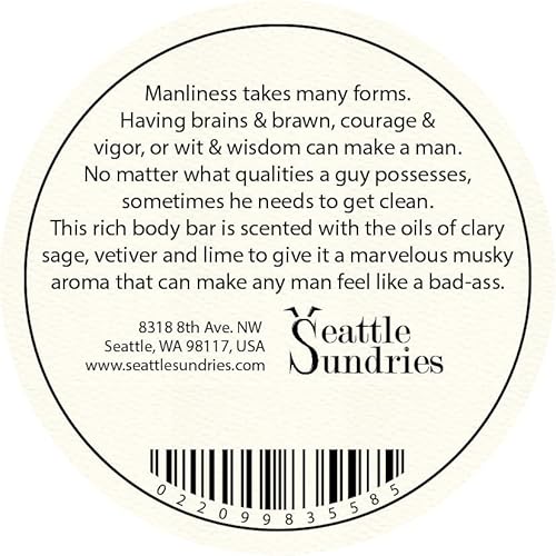 Seattle Sundries Manly Man Soap Bar, Gift for Dad - 1 (4oz) Handmade Natural Mens Bar Soap, Classic Masculine Scent Stocking Stuffer in a Retro Gift Tin
